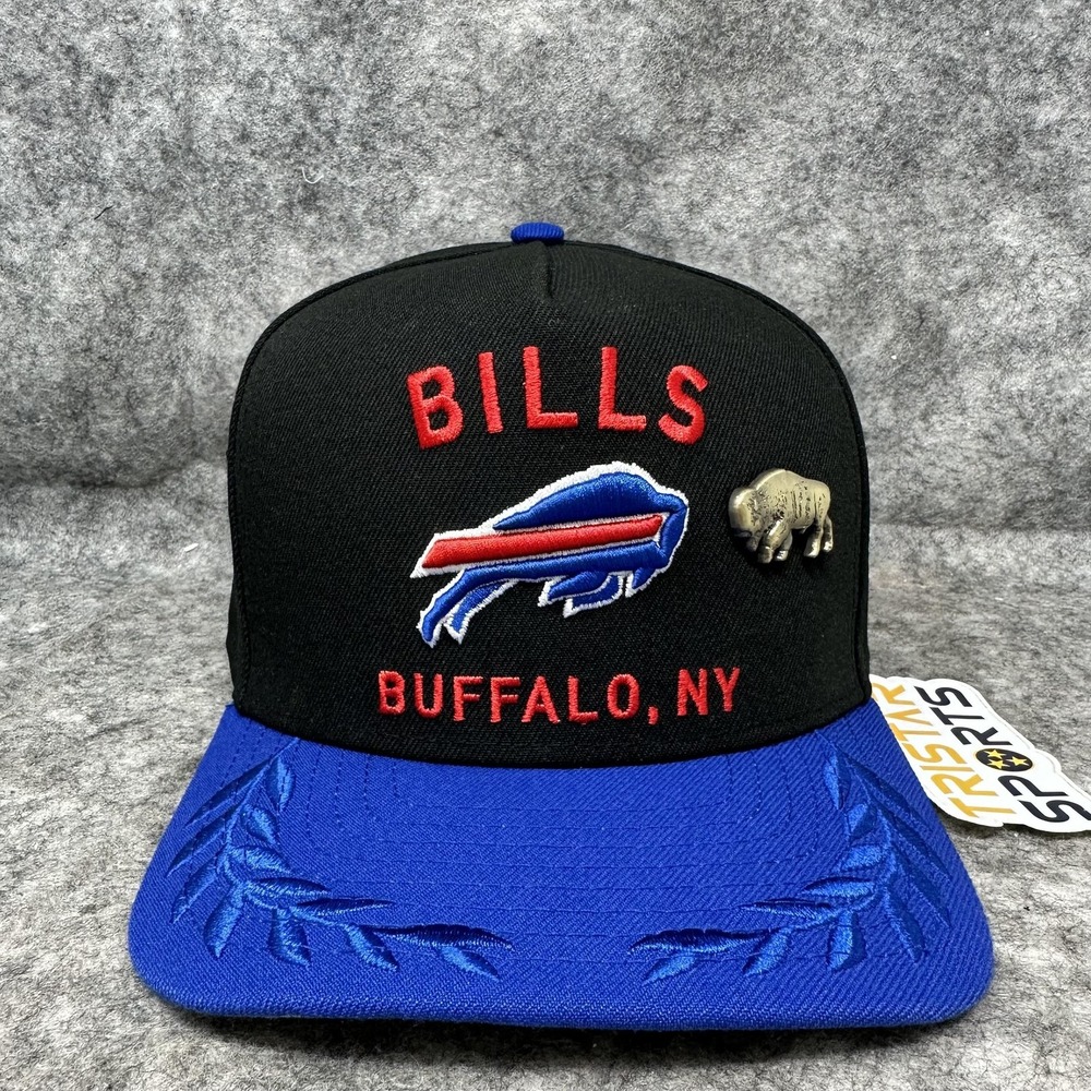 Buffalo Bills Hat Cap Fitted Mens 7 3/8 Black Blue NFL Draft New Era 59Fifty Pin